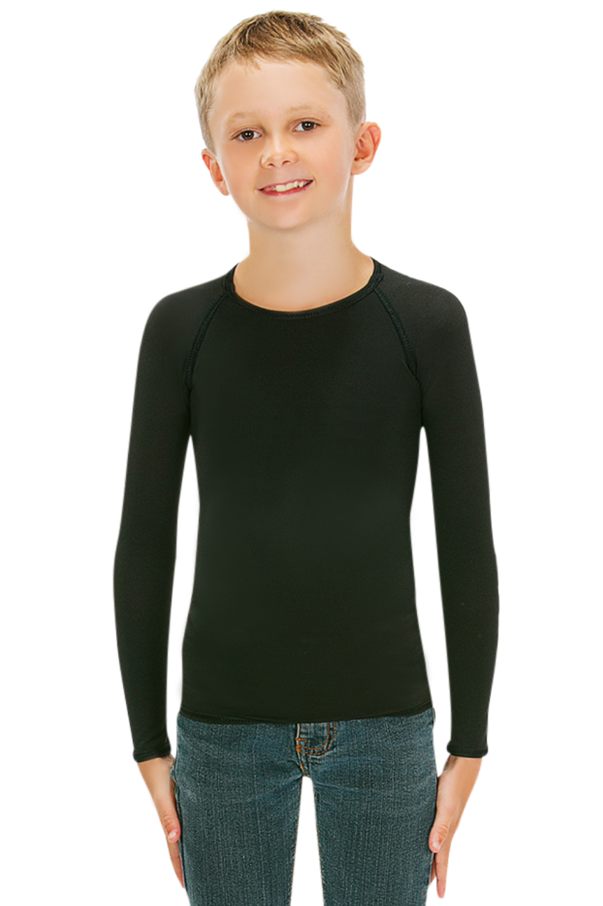 1 (19") or (48-49cm) / Black - CalmCare Sensory Long Sleeve Shirt | Boys - LS Shirts - CalmCare