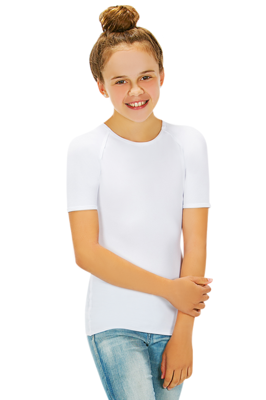 1 (19") or (48-49cm) / White - CalmCare Sensory Short Sleeve Shirt | Girls - Shirts - CalmCare