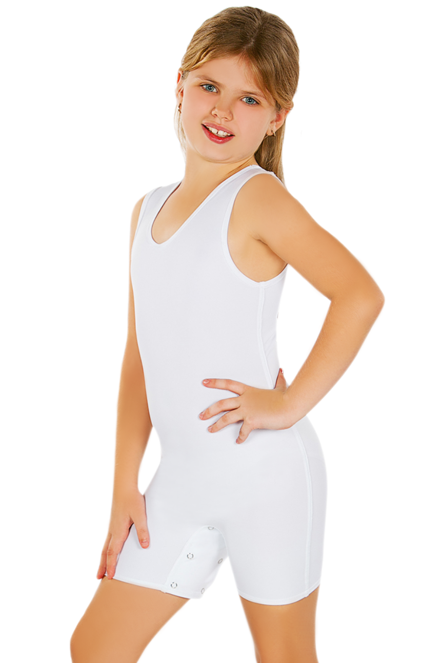 2 (20.5") or (52-53cm) / White - CalmCare Bodysuit - Sleeveless | Girls - SL Suit - CalmCare