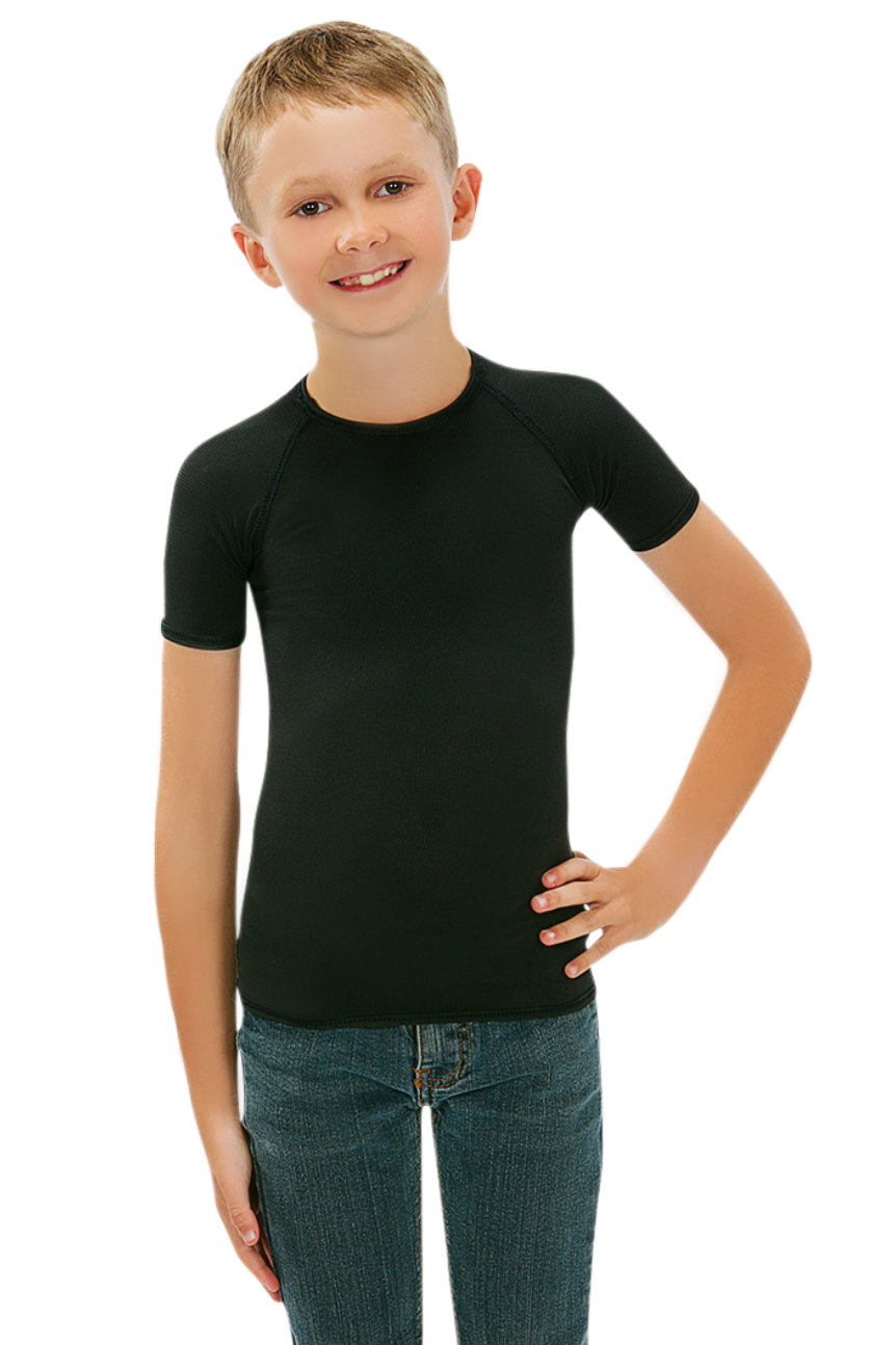 1 (19") or (48-49cm) / Black - CalmCare Sensory Short Sleeve Shirt | Boys - Shirts - CalmCare