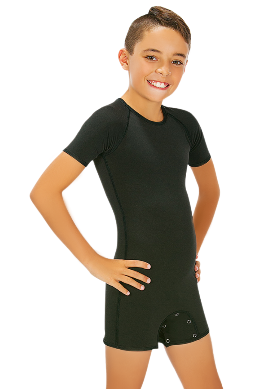 2 (20.5") or (52-53cm) / Black - CalmCare Bodysuit - Short Sleeve | Boys - SS Suit - CalmCare