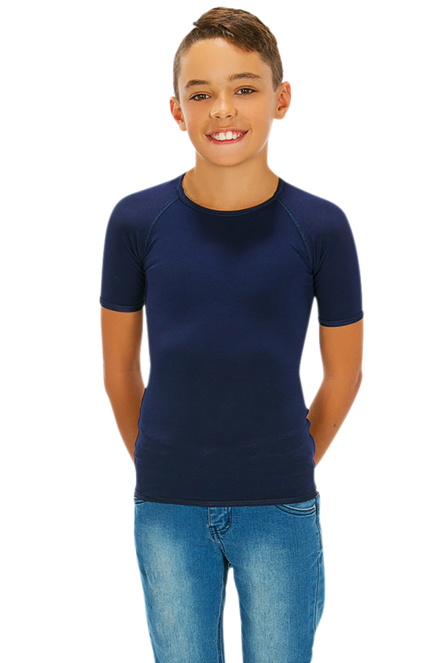 1 (19") or (48-49cm) / Navy - CalmCare Sensory Short Sleeve Shirt | Boys - Shirts - CalmCare