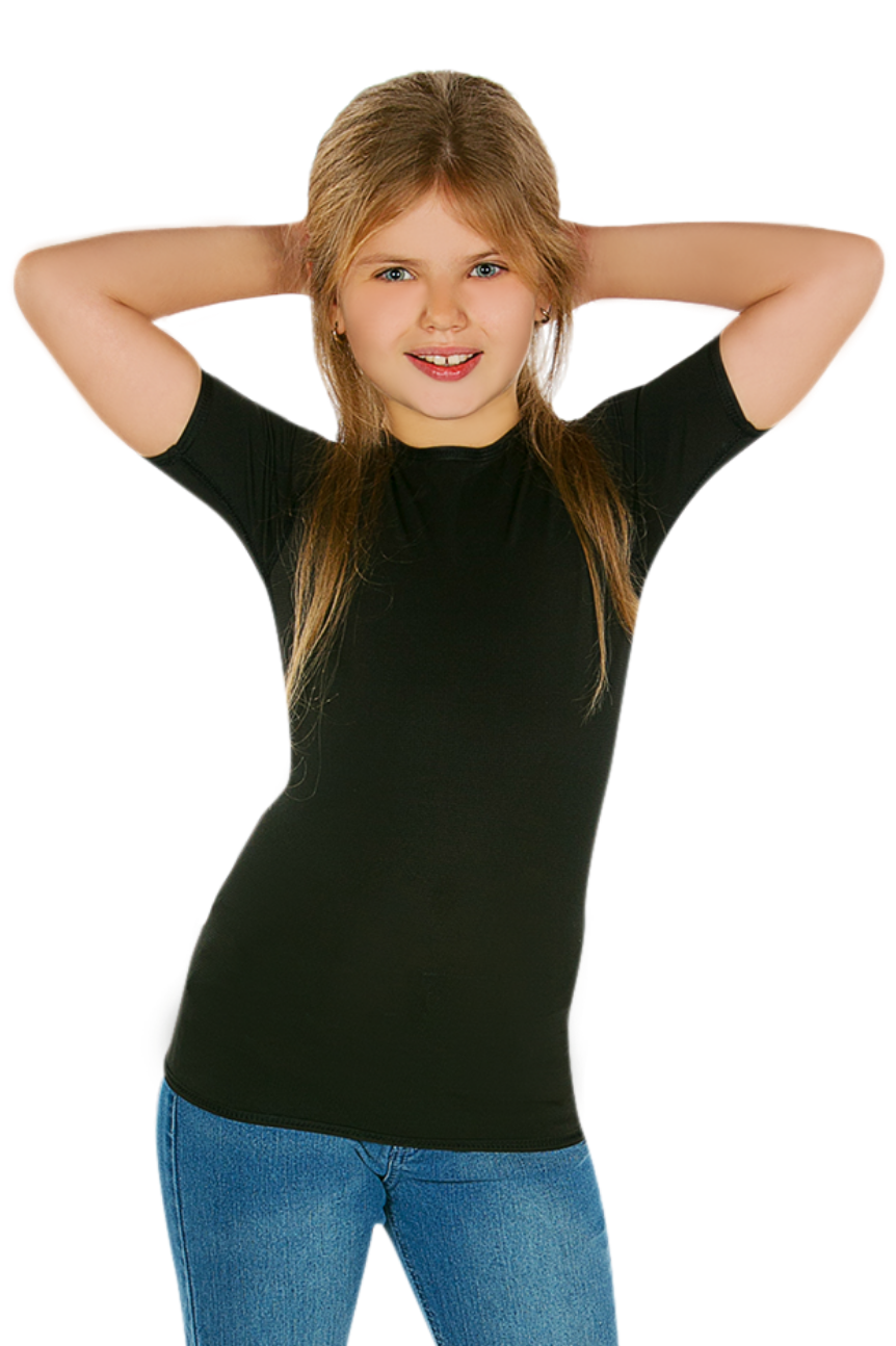 1 (19") or (48-49cm) / Black - CalmCare Sensory Short Sleeve Shirt | Girls - Shirts - CalmCare