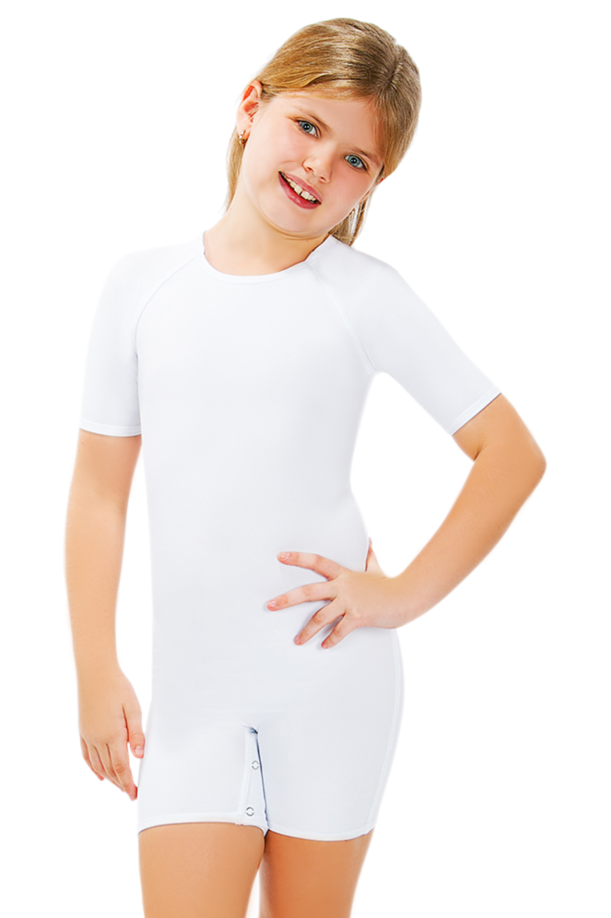 2 (20.5") or (52-53cm) / White - CalmCare Bodysuit - Short Sleeve | Girls - SS Suit - CalmCare