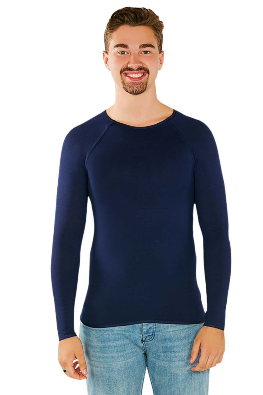 2XS (31") or (80-84cm) / Navy - CalmCare Sensory Long Sleeve Shirt | Men - LS Shirts - CalmCare