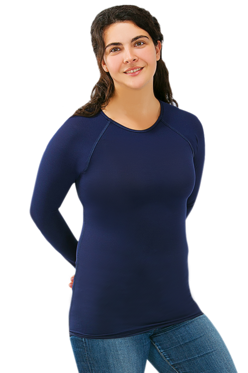 2XS (80 - 81cm) / Navy - CalmCare Sensory Long Sleeve Shirt | Women - LS Shirts - CalmCare